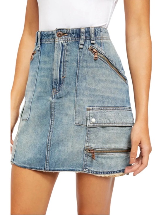 Free People Dresses & Skirts - We The Free People Women's Icon Wash Blue Denim Jean Mini Cargo Skirt Size 29